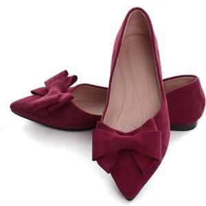 Ballet Flats Pointy Toe Elegant Wedding Flat Shoes Wine Red